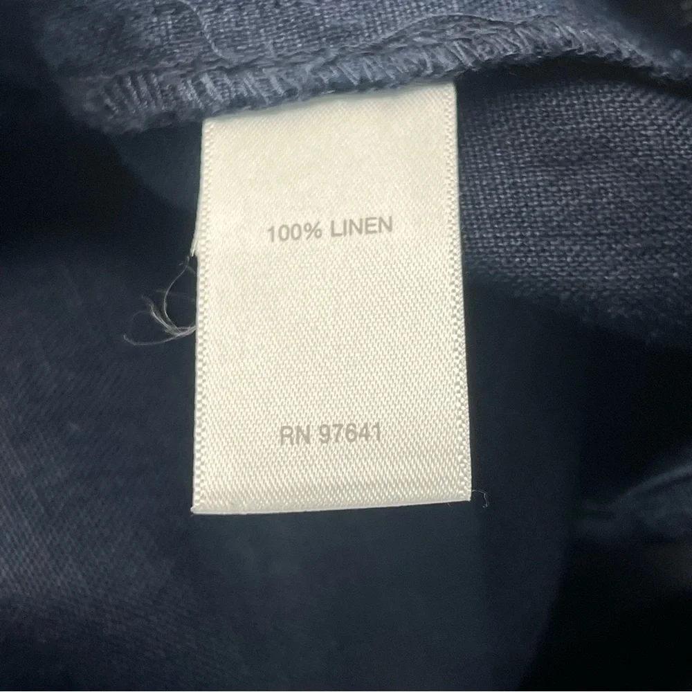 J. Jill Love‎ Linen Cropped Pants Womens Large Petite Navy Blue Pull On Pockets - Picture 3 of 13